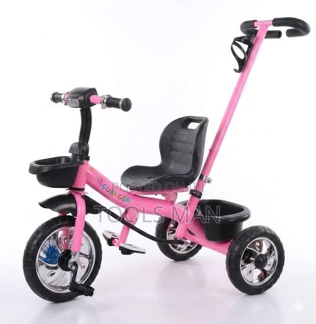 Kids Pink Tricycle With Push Handle - Guangda Durable 3-wheel Bike