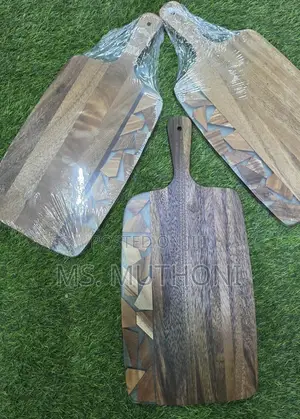 Geometric Resin Inlay and a Sturdy Handle Acacia Cutting Board