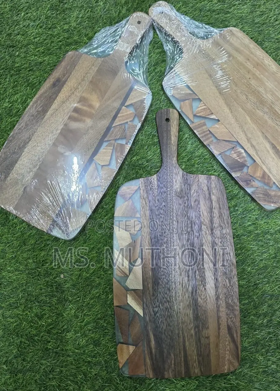 Geometric Resin Inlay and a Sturdy Handle Acacia Cutting Board
