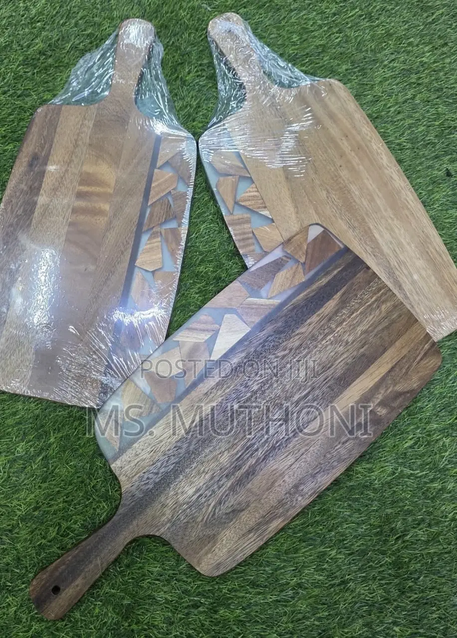 Geometric Resin Inlay and a Sturdy Handle Acacia Cutting Board