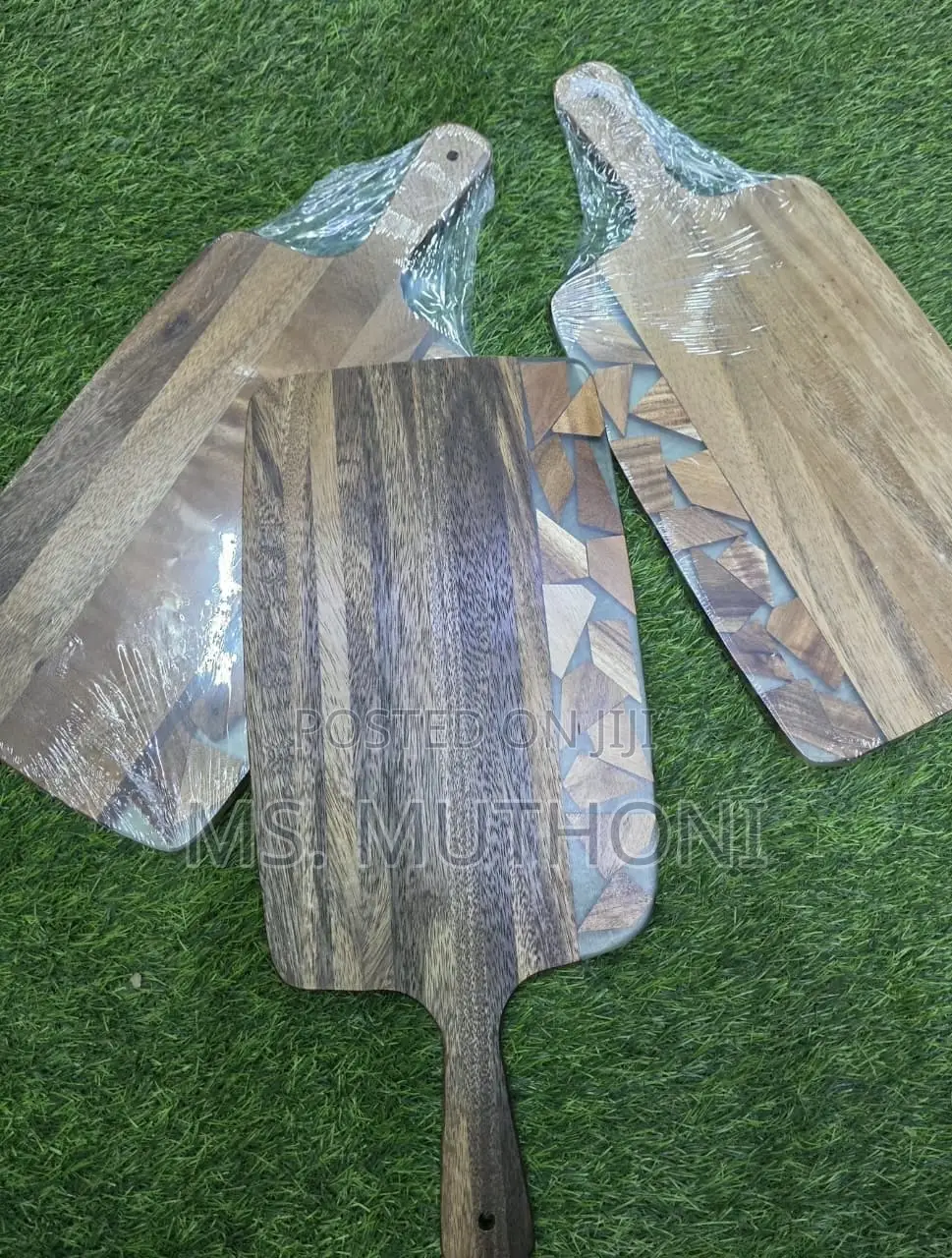 Geometric Resin Inlay and a Sturdy Handle Acacia Cutting Board