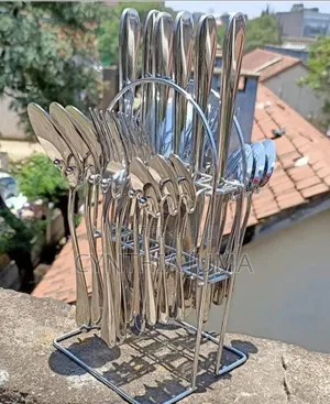 *24pcs Silver Cutlery Set With a Stainless Holder