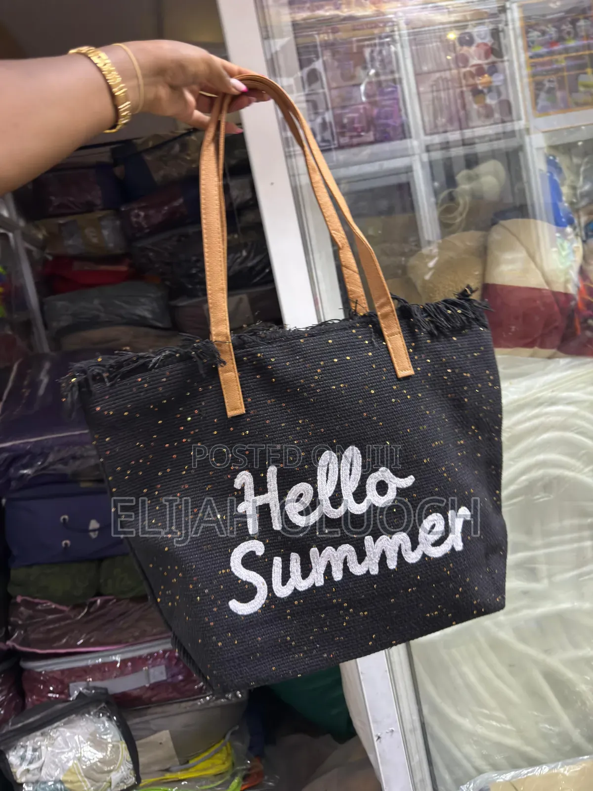 Hello Summer Vibes' With Zip Large Capacity Women Beach/ Market Bag