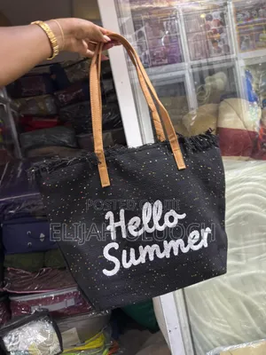 Hello Summer Vibes' With Zip Large Capacity Women Beach/ Market Bag