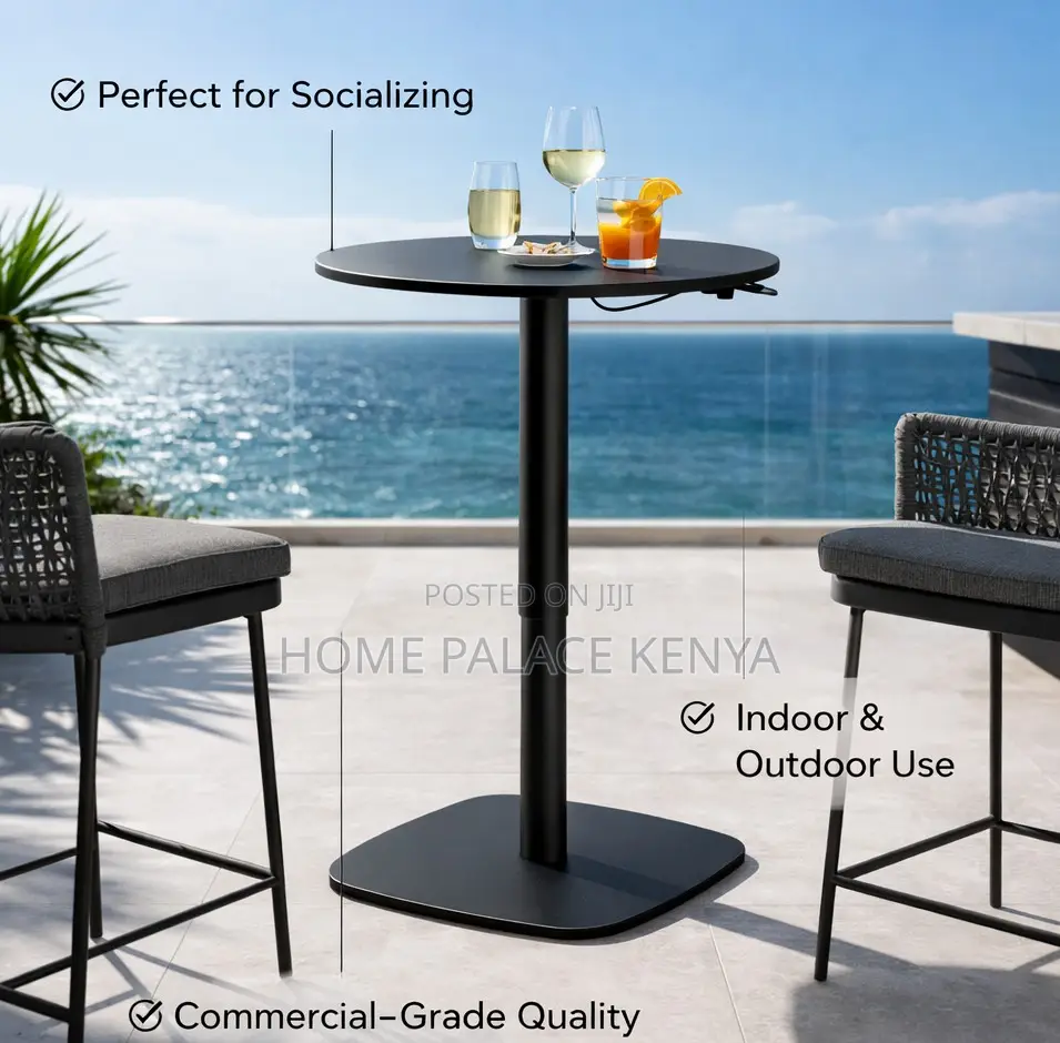 Bar Table: One-Leg Pneumatic Height Adjustable Round Table
