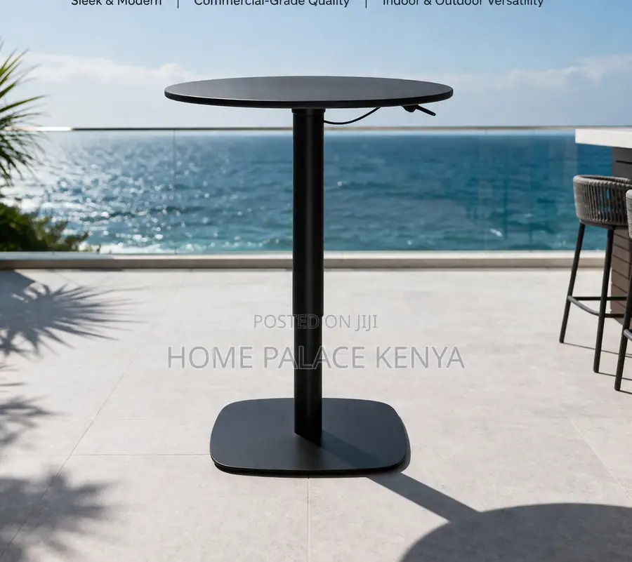 Bar Table: One-Leg Pneumatic Height Adjustable Round Table