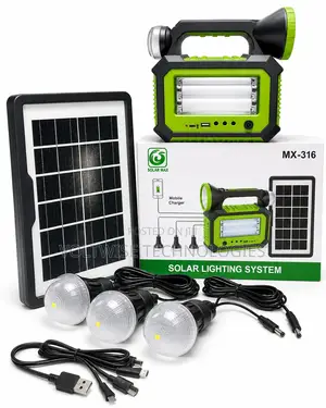 Solar Max Portable Solar Kit With 3 Bulbs, Torch Phone Charger