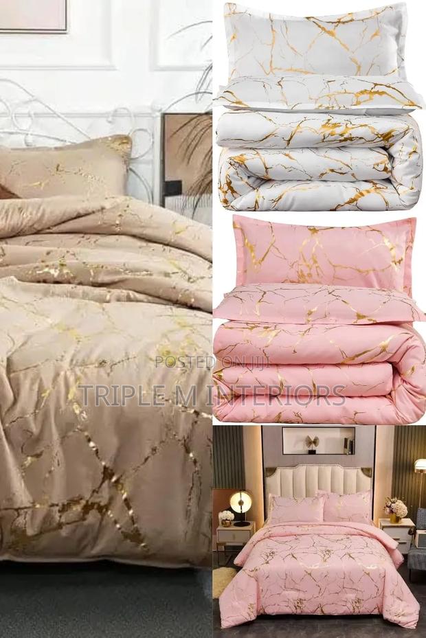 Royal Gilded Marble Duvet Cover With Matching Pillowcases