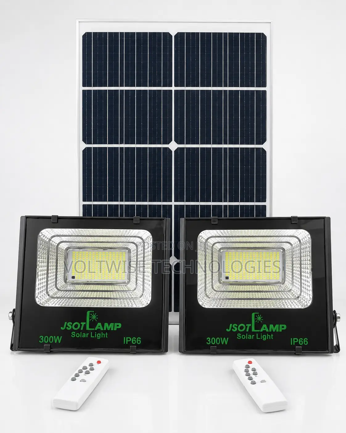 2 Outdoor Ip66 Led Lights With 1 Solar Panel Remote