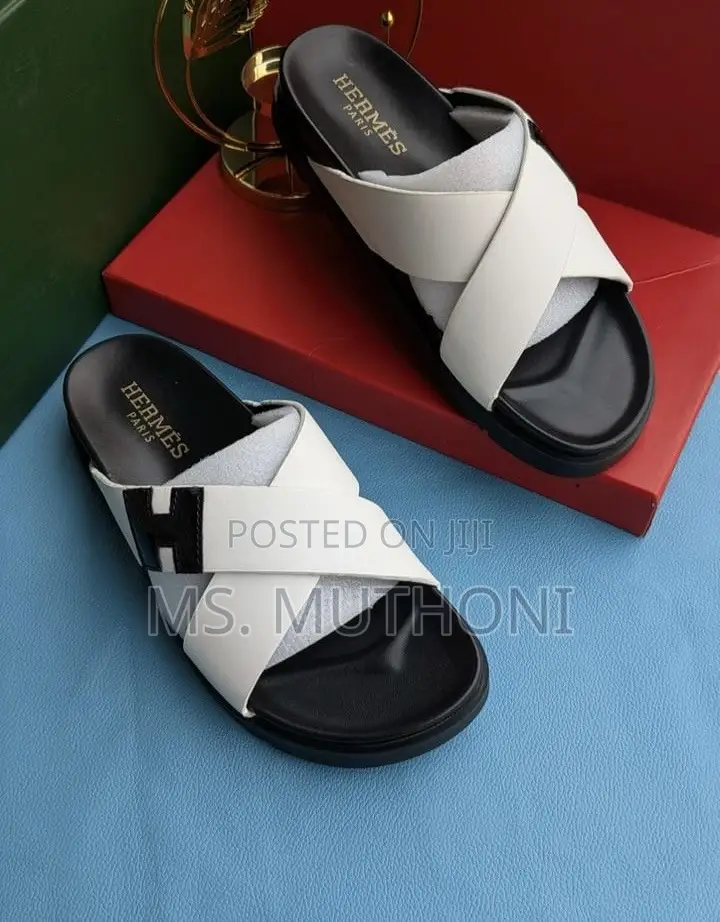White / Black Hermes Sandals Size 40-45