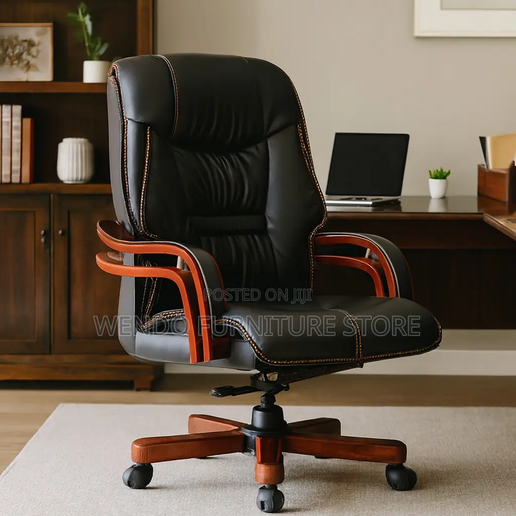 Office Chairs; Leather Reclining Wooden Armed Office Chairs