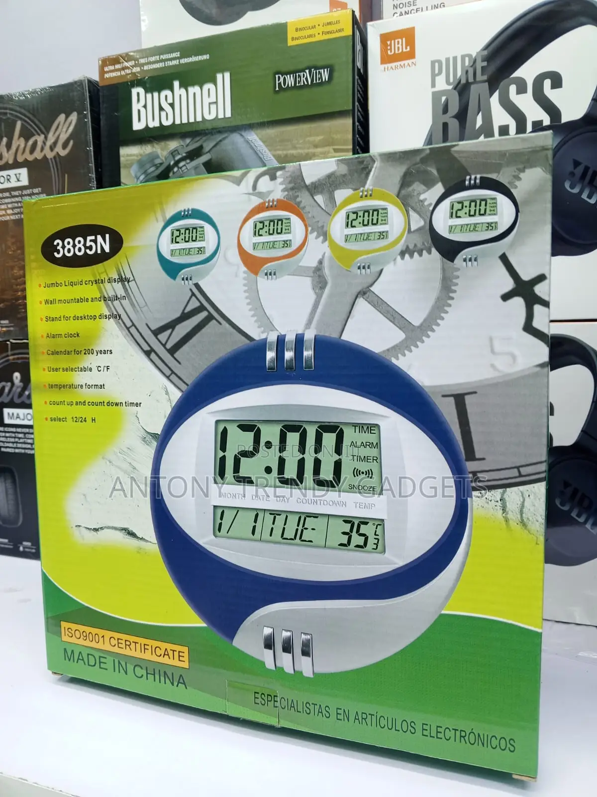 Kadio 3885n LCD Digital Clock Wall Mount Desktop Use