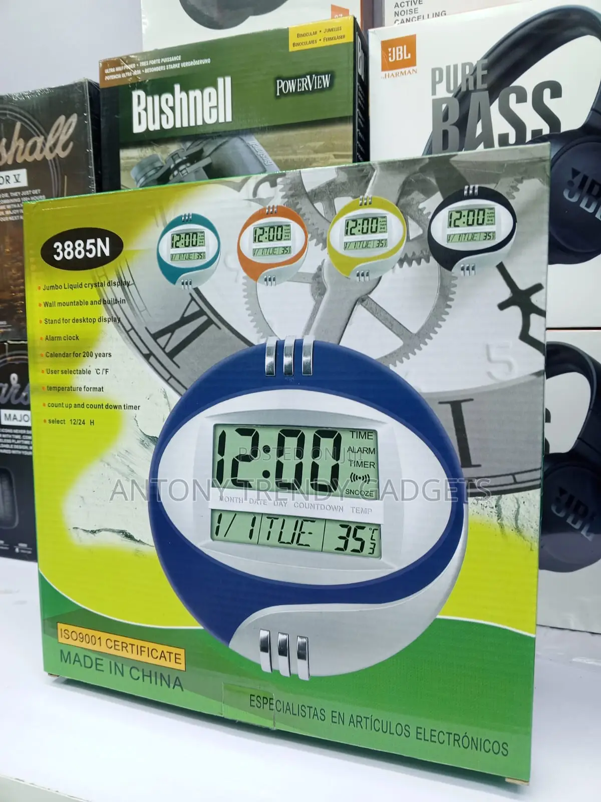 Kadio 3885n LCD Digital Clock Wall Mount Desktop Use