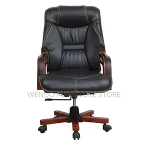 Office Chairs; Leather Reclining Wooden Armed Office Chairs