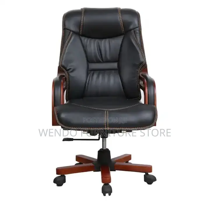 Office Chairs; Leather Reclining Wooden Armed Office Chairs