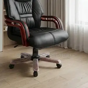 Office Chairs; Leather Reclining Wooden Armed Office Chairs