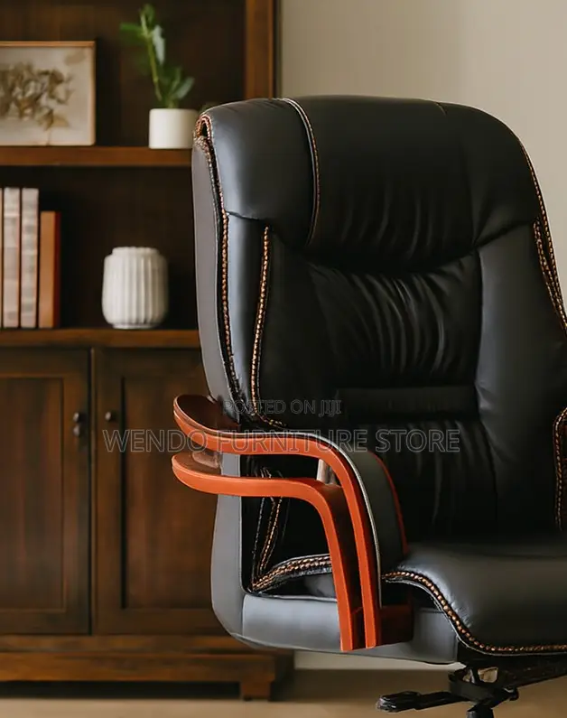 Office Chairs; Leather Reclining Wooden Armed Office Chairs