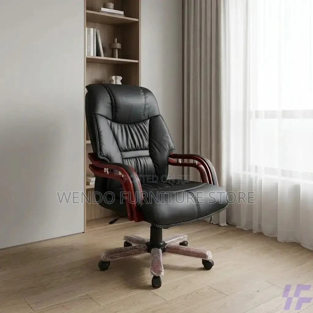 Office Chairs; Leather Reclining Wooden Armed Office Chairs