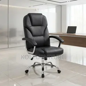 Office Chair : Black Leatherette Nickoli High Back Ergonomic Chair