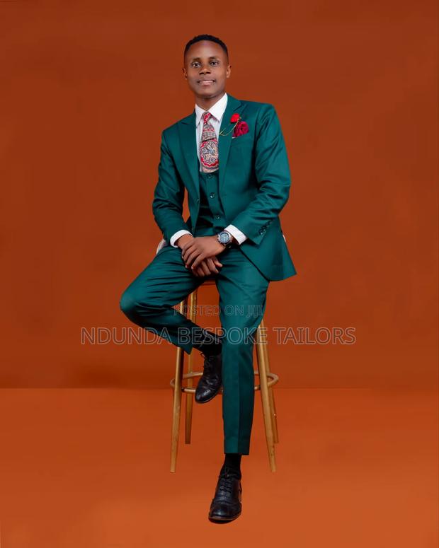 Emerald Green 3 Piece Single Breasted Ribbon Suit