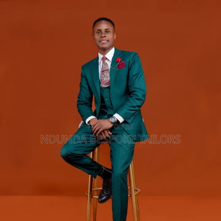 Emerald Green 3 Piece Single Breasted Ribbon Suit