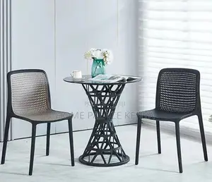 Dining Table: French Style Glass Top Round Black Dining Table