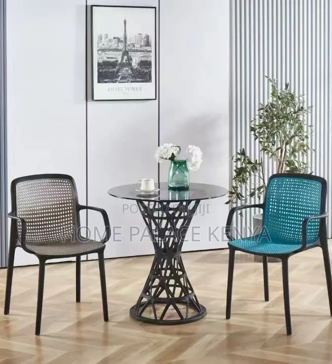 Dining Table: French Style Glass Top Round Black Dining Table