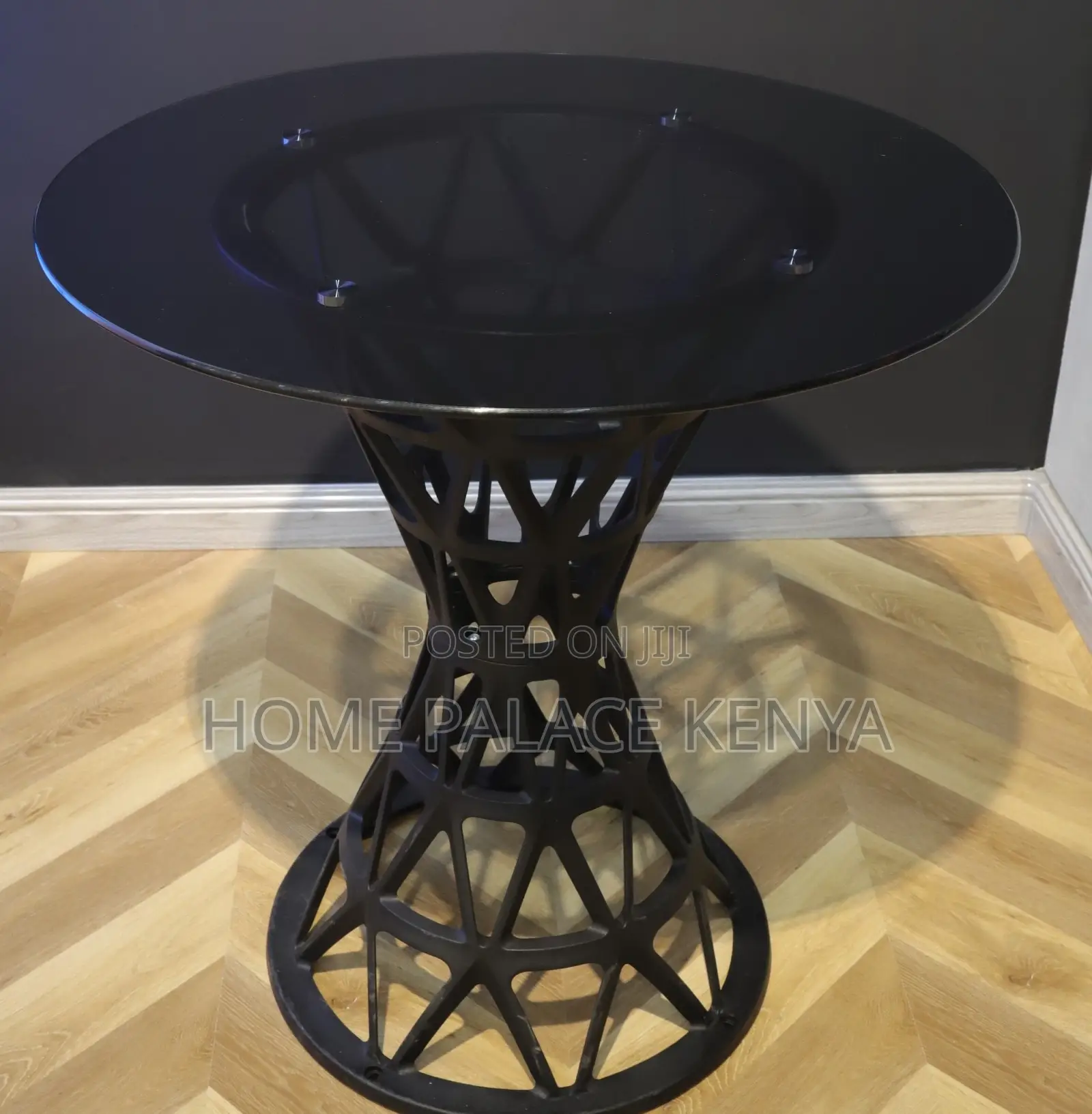 Dining Table: French Style Glass Top Round Black Dining Table