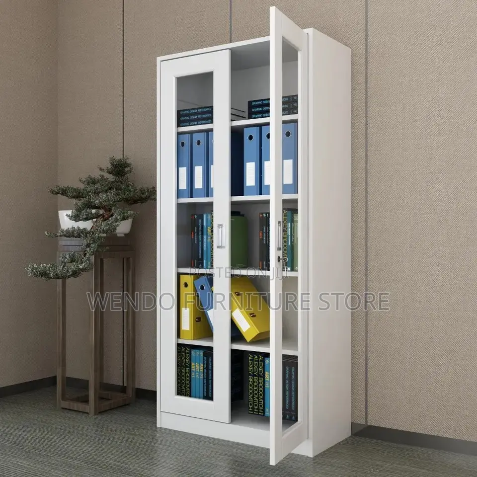 Office Cabinet; Two Doors Steel Cabinet With Glass Front View