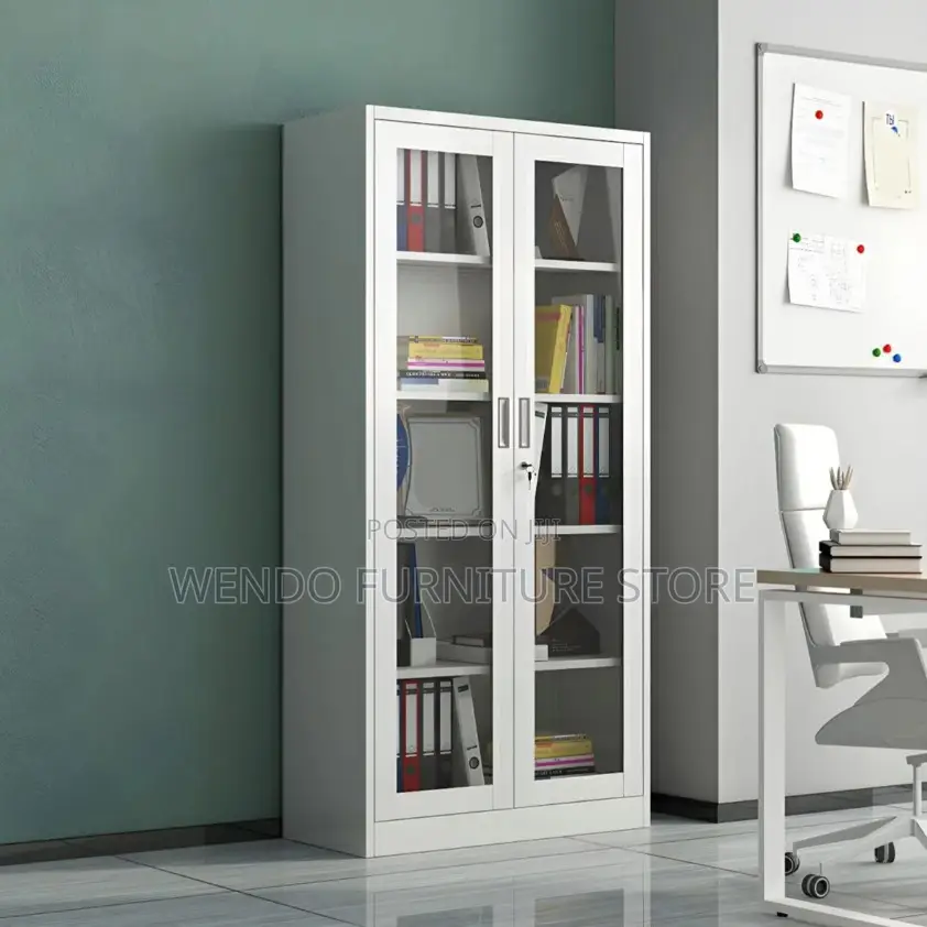 Office Cabinet; Two Doors Steel Cabinet With Glass Front View