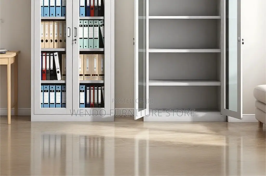 Office Cabinet; Two Doors Steel Cabinet With Glass Front View
