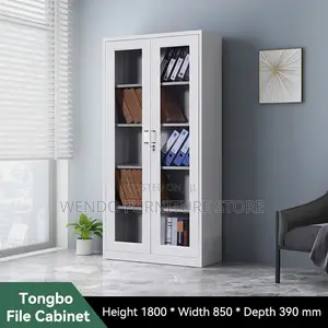 Office Cabinet; Two Doors Steel Cabinet With Glass Front View