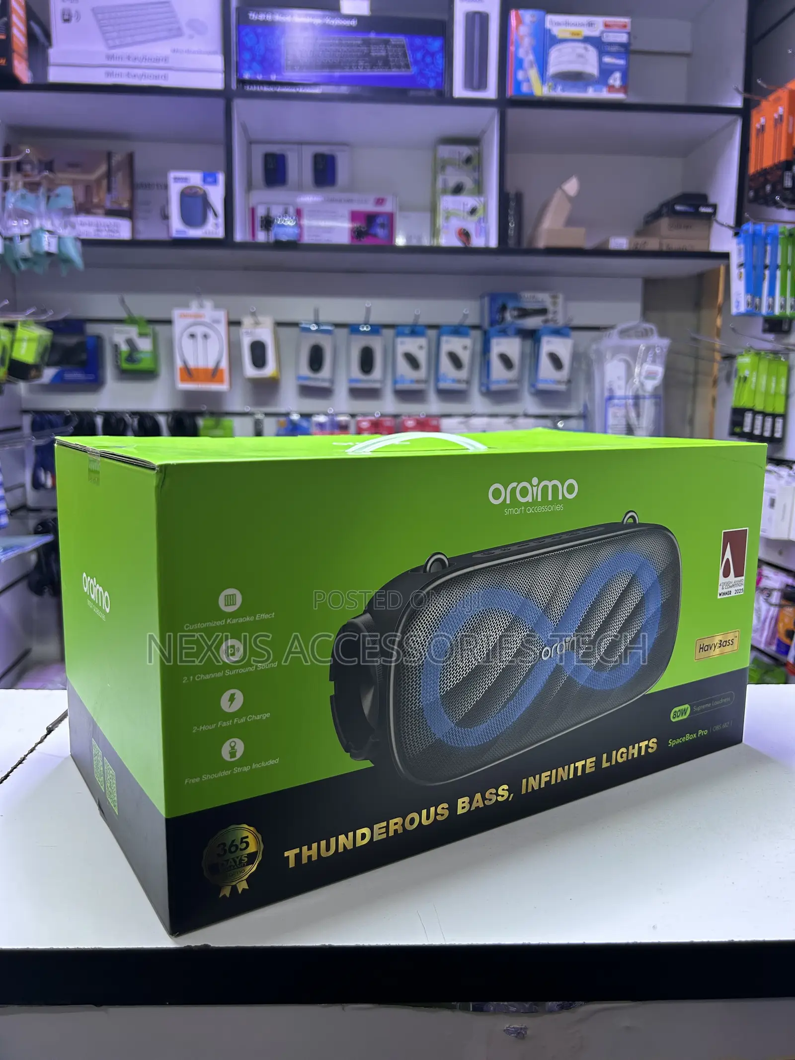 Oraimo Spacebox Pro 60w Bluetooth Speaker – Deep Bass, RGB Lights
