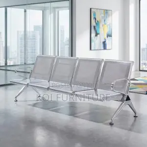 Office Bench : 4-Seater Stainless Steel Waiting Bench,
