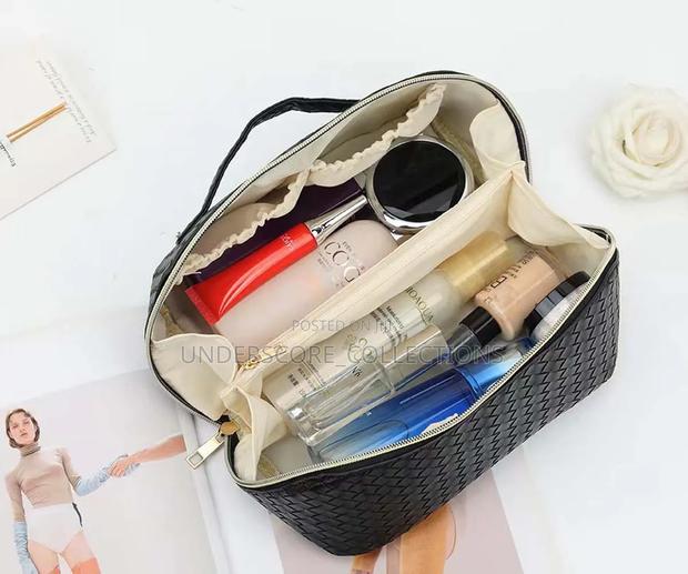 *Woven Texture Cosmetic Bag High Appearance Level Large Capacity - thumbnail 3