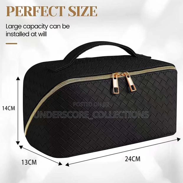 *Woven Texture Cosmetic Bag High Appearance Level Large Capacity - thumbnail 4