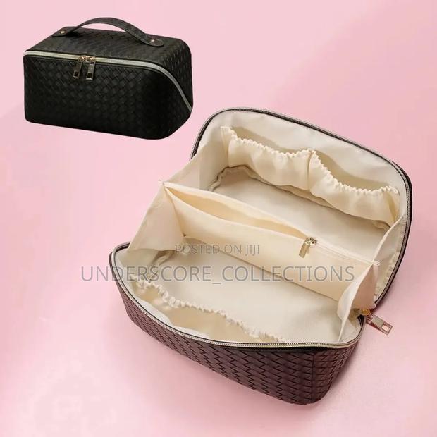 *Woven Texture Cosmetic Bag High Appearance Level Large Capacity - thumbnail 5