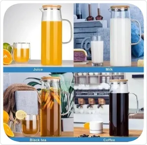 Heat Resistant Glass Jug With an Airtight Bamboo Lid.