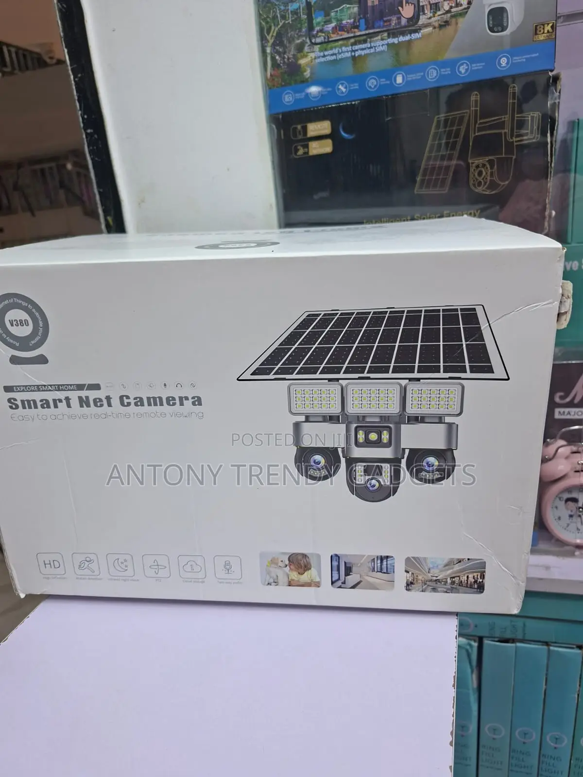 V380 Triple Lens CCTV Camera Solar Powered PTZ Outdoor Cam