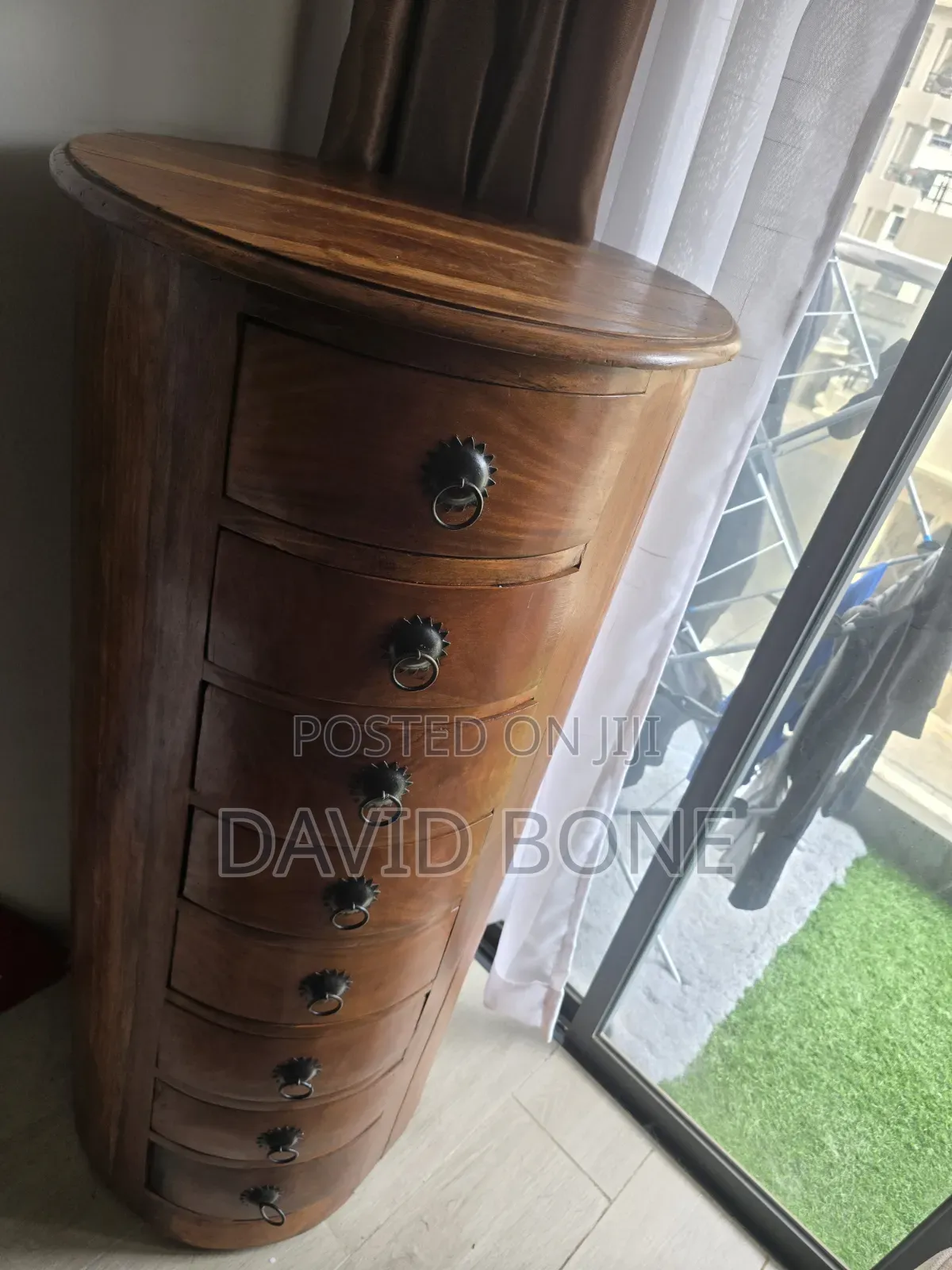 Solid Acacia Circular Chest of Drawers (Tall Boy)