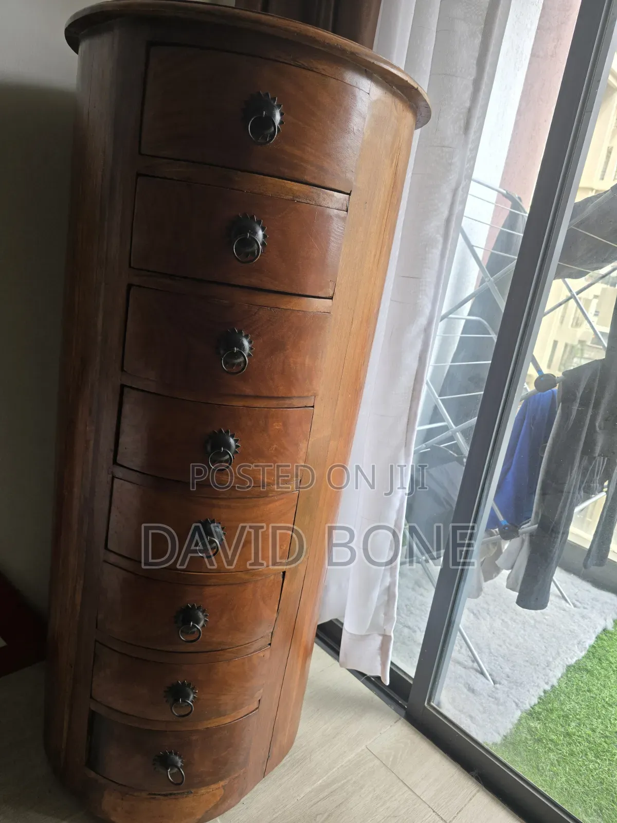 Solid Acacia Circular Chest of Drawers (Tall Boy)