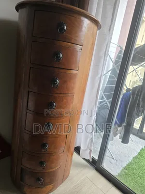 Solid Acacia Circular Chest of Drawers (Tall Boy)