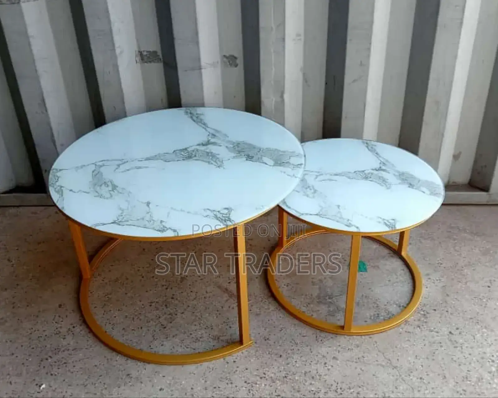 Marble Nesting Coffee Table (Glass Effect) White