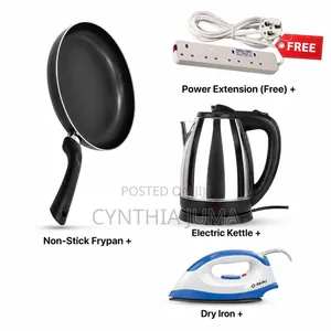 Pan + Electric Kettle + Iron Box + 4way Extensiom