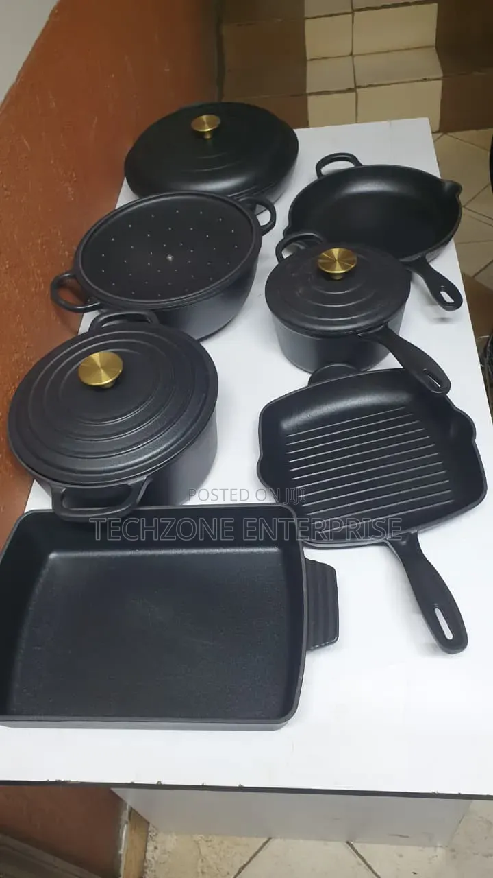Cast Iron Cooking Pot - Enamel Multi-Purpose Pot for Kitchen, Black 