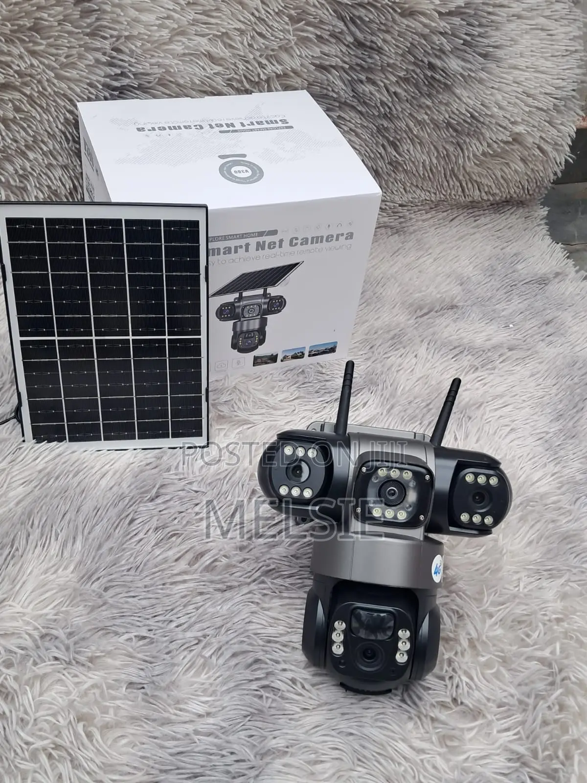 V380 Triple Lens Solar PTZ Security Camera With Floodlight