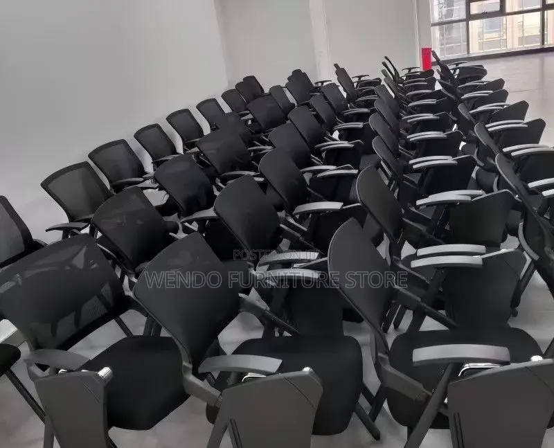 Office Chairs; Foldable Black Office School Seat With Write Pad