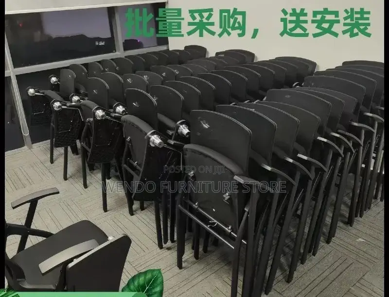 Office Chairs; Foldable Black Office School Seat With Write Pad