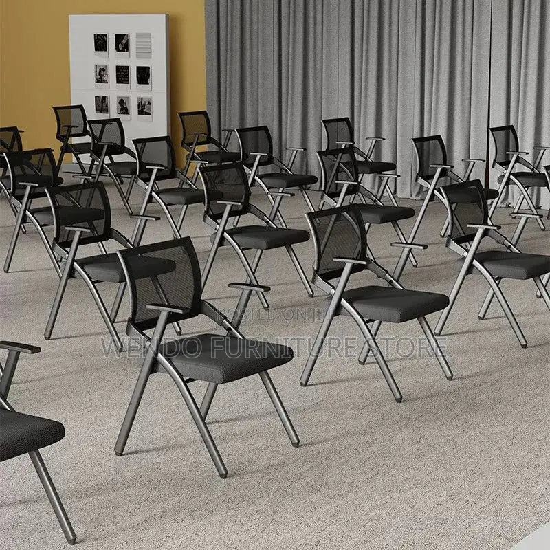 Office Chairs; Foldable Black Office School Seat With Write Pad