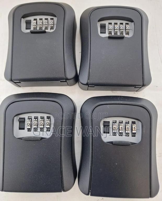 Metallic Key Lock Box - Black Aluminum, Wall Mount Safe